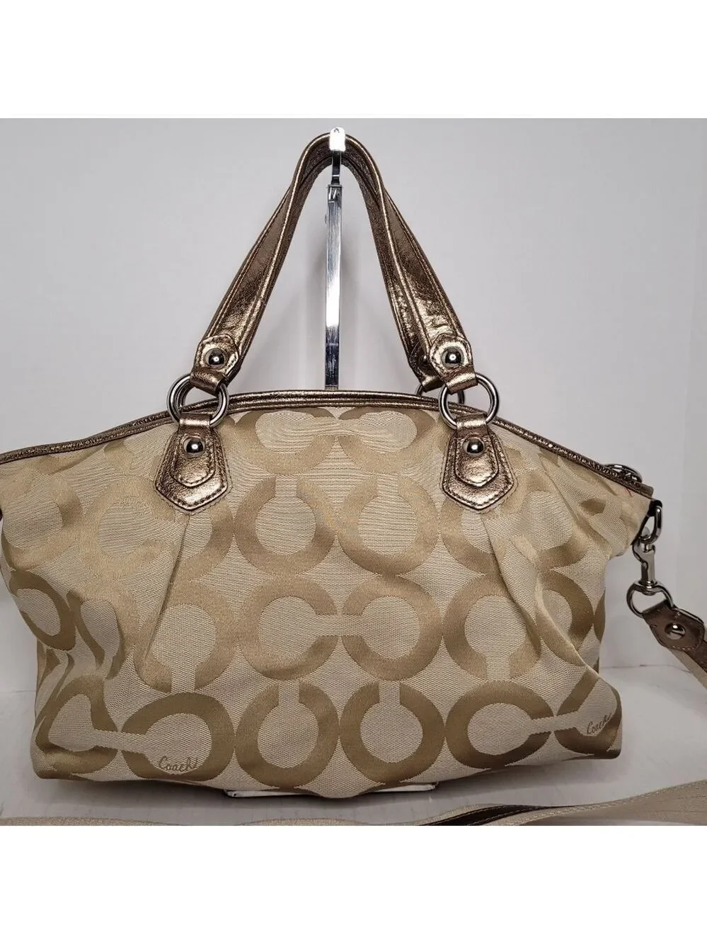 Coach Poppy Champagne Gold Tote Crossbody/Shoulder Bag H1069-16296P
